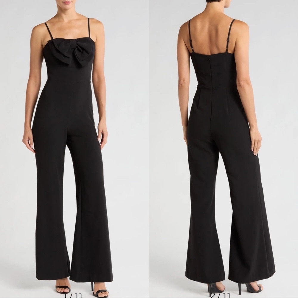 CeCe Black Jumpsuit with Bow Detail, Runs Small, Size 16 - NWT